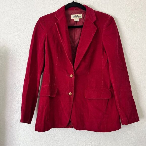 New Territories Womens Size 7 Red Two-Button Corduroy Blazer  Made in Japan - Picture 1 of 9